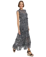 Tommy Hilfiger Women's Floral-Print Tiered Maxi Dress