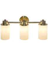 Lalia Home Essentix Contemporary Three Light Metal and Opaque White Glass Shade Vanity Uplight Downlight Wall Mounted Fixture