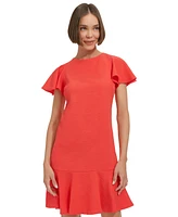 Tommy Hilfiger Women's Flutter-Sleeve Jacquard Shift Dress