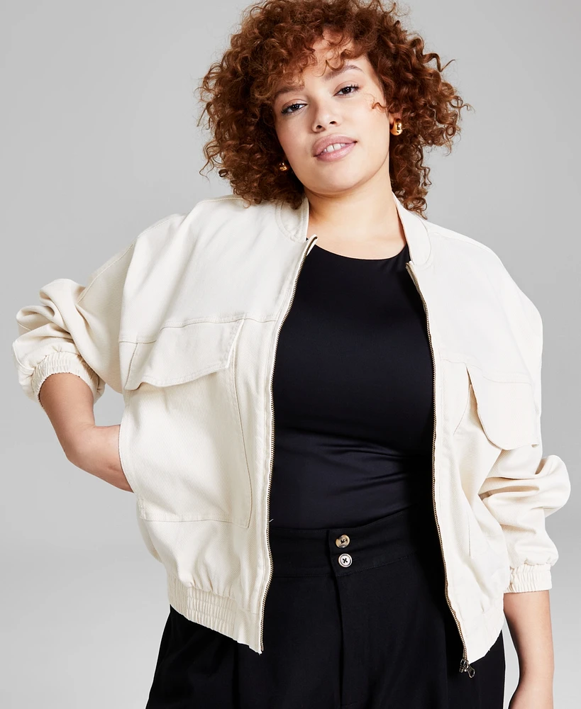 And Now This Trendy Plus Long-Sleeve Twill Jacket, Created for Macy's