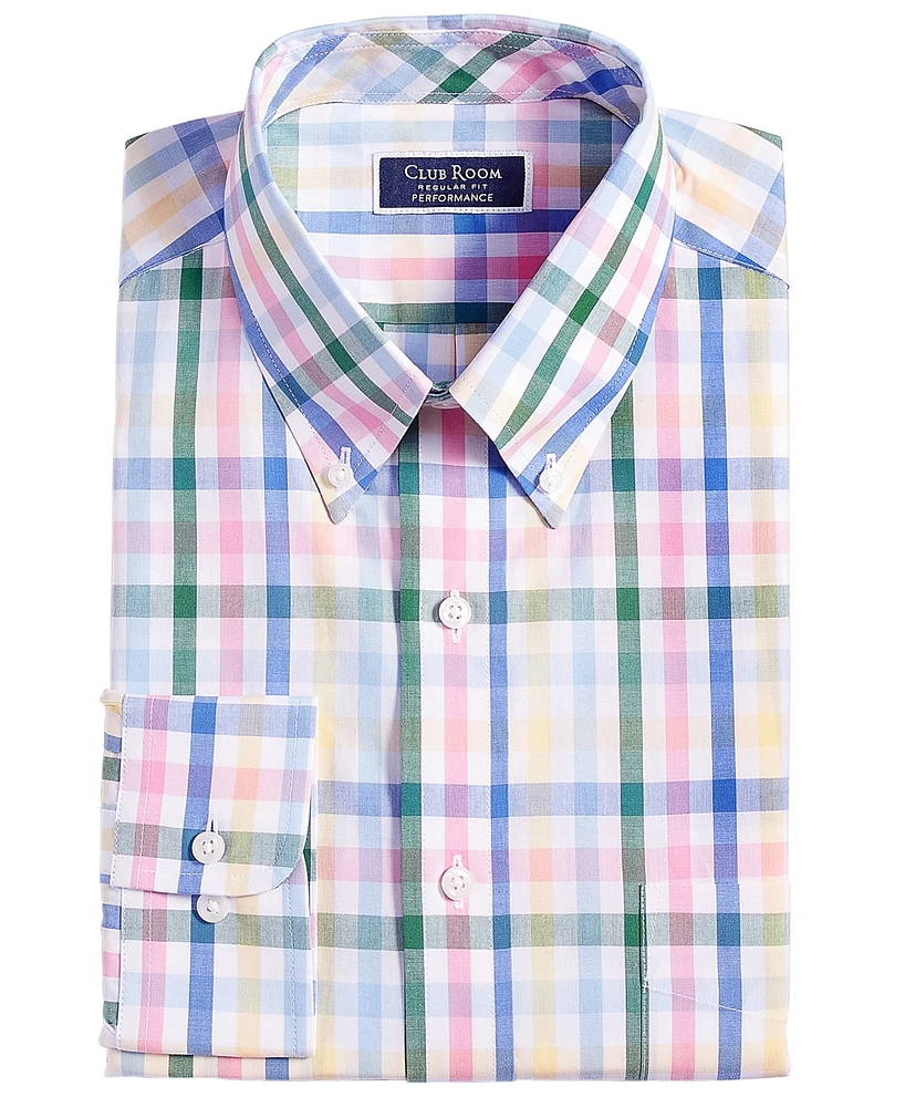 Club Room Men's Regular-Fit Multicolor Plaid Dress Shirt, Created for Macy's