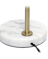 Lalia Home Studio Loft 21" White Globe Shade Table Desk Lamp With Marble Base and Antique Brass Arm