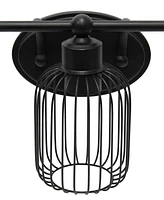 Lalia Home Ironhouse Three Light Industrial Decorative Cage Vanity Uplight Downlight Wall Mounted Fixture f