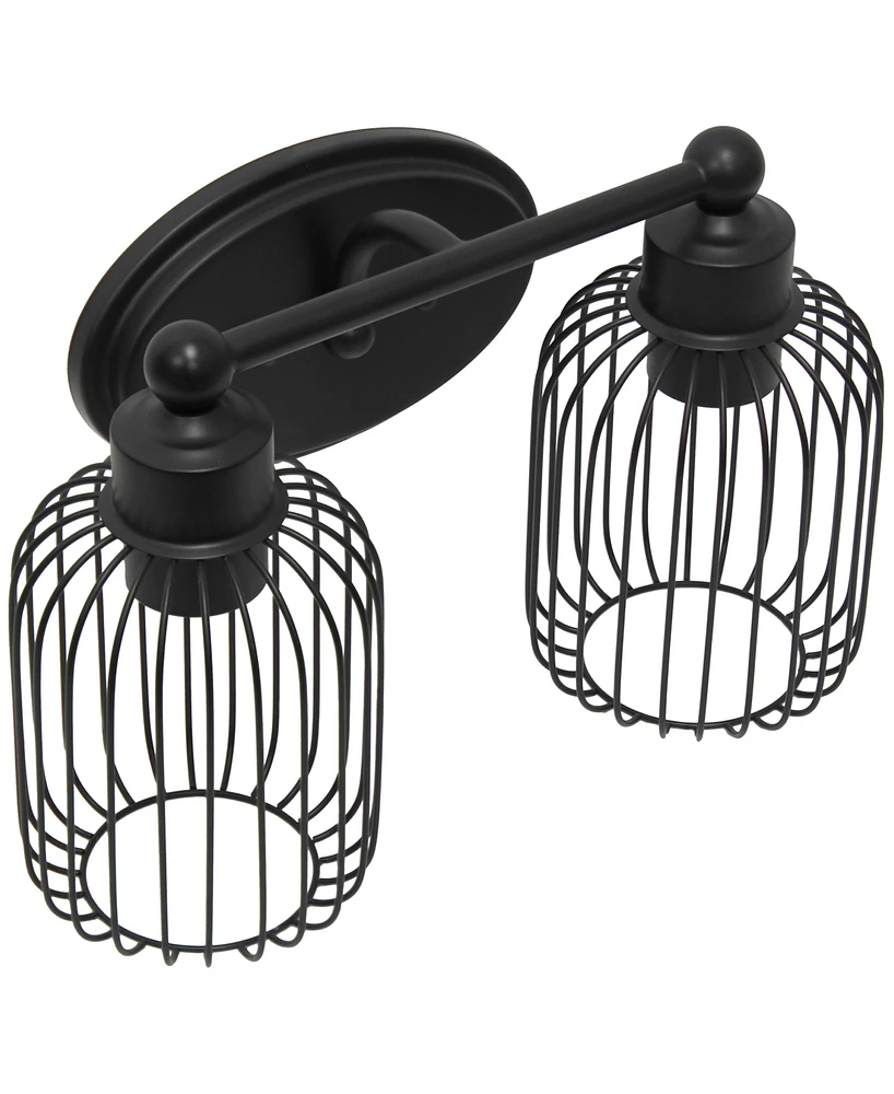 Lalia Home Ironhouse Two Light Industrial Decorative Cage Vanity Uplight Downlight Wall Mounted Fixture