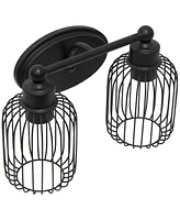 Lalia Home Ironhouse Two Light Industrial Decorative Cage Vanity Uplight Downlight Wall Mounted Fixture