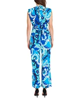 Donna Morgan Women's Mock Neck Tie-Back Jumpsuit