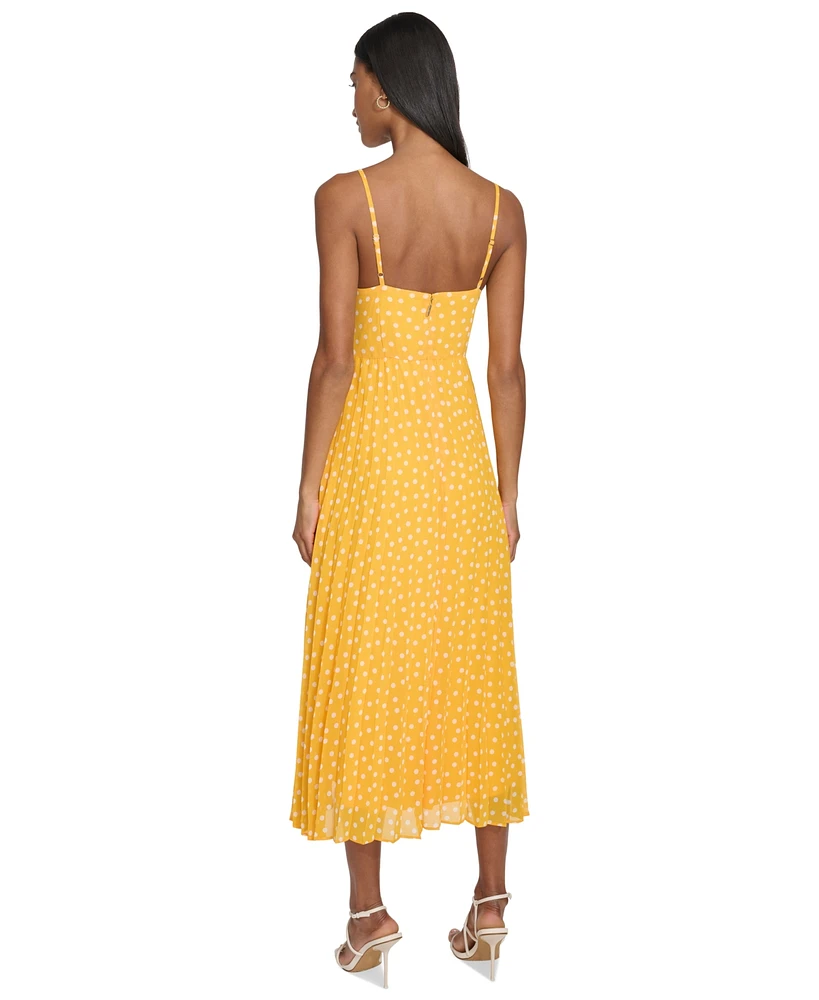Karl Lagerfeld Paris Women's Polka-Dot Pleated A-Line Dress
