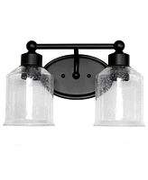 Lalia Home Studio Loft Modern Two Light Metal and Clear Seeded Glass Shade Vanity Uplight Downlight Wall Mounted Fixture