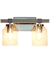 Lalia Home Barnlit Rustic Two Light Metal and Clear Glass Shade Vanity Uplight Downlight Wall Mounted Fixture