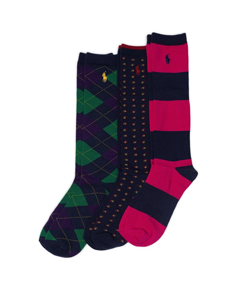 Polo Ralph Lauren Big Girls Argyle Knee High 3 Pack Socks