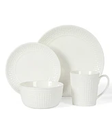 Martha Stewart Basket Weave Embossed 16 Piece Dinnerware Set, Service for 4