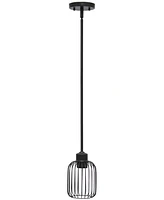 Lalia Home 7" Ironhouse One Light Industrial Decorative Hanging Metal Caged Mini Pendant Ceiling Light Fixture