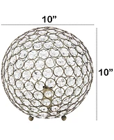 Lalia Home 10" Elipse Medium Contemporary Metal Crystal Round Sphere Glamorous Orb Table Lamp