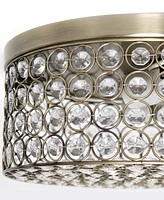 Lalia Home 12" Classix Glam Two Light Decorative Round Crystal and Metal Flush Mount Ceiling Light Fixture