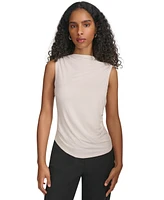 Calvin Klein Women's High-Neck Ruched-Side Sleeveless Top