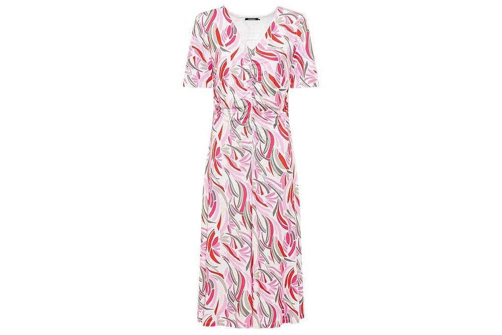 Olsen Women's Short Sleeve Allover Floral Print Midi Dress