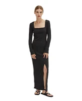 Crescent Women's Irene Square Neck Textured Maxi Dress