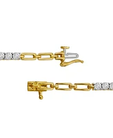 Diamond Station & Polished Open Link Bracelet (1/4 ct. t.w.) in Sterling Silver or Gold-plated Sterling Silver