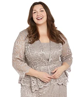 R & M Richards Plus Metallic Lace Jacket and Dress