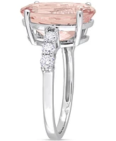 Morganite (4-3/4 ct. t.w.) & Diamond (3/8 Oval Statement Ring 14k White Gold