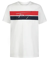 Tommy Hilfiger Big Boys Stripe and Script Short Sleeve Tee