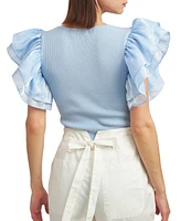 En Saison Women's Antoinette Flutter-Sleeve Bodysuit