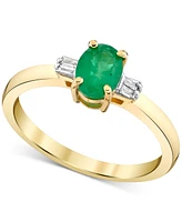 Emerald (3/4 ct. t.w.) & Diamond Accent Polished Oval Ring in 10k Gold