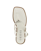 Guess Women's Rainey Logo Sqaure Toe T-Strap Flat Sandals