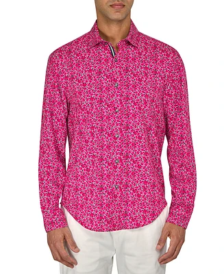 Society of Threads Men's Regular-Fit Non-Iron Performance Stretch Rose-Print Button-Down Shirt