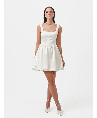 Nana'S Women's Fit & flare mini cocktail dress with puffed skirt and corset top