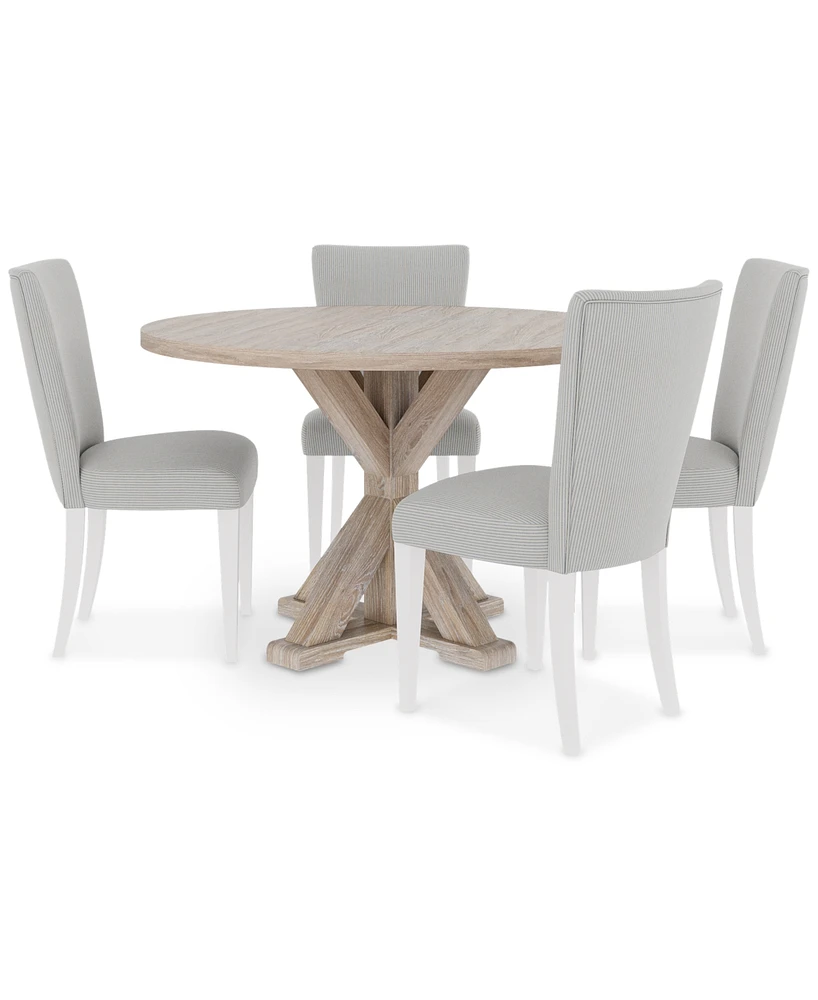 Catriona 5pc Dining Set (Round Dining Table & 4 Upholstered Side Chairs)