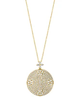 Effy Diamond Flower Pave Disc 18" Pendant Necklace (1-1/3 ct. t.w.) in 14k Gold