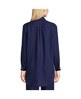 Lands' End Women's Linen Roll Sleeve Oversized Relaxed Tunic Top