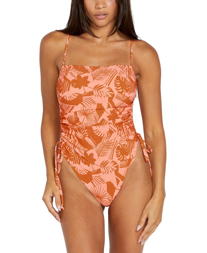 Volcom Juniors' Blocked Out Printed Ruched One-Piece Swimsuit