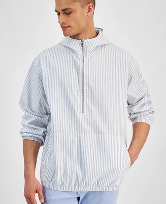 Michael Kors Men's Half-Zip Hooded Stripe Jacket