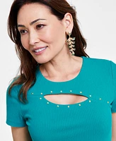 I.n.c. International Concepts Women's Fitted Cutout Top, Created for Macy's