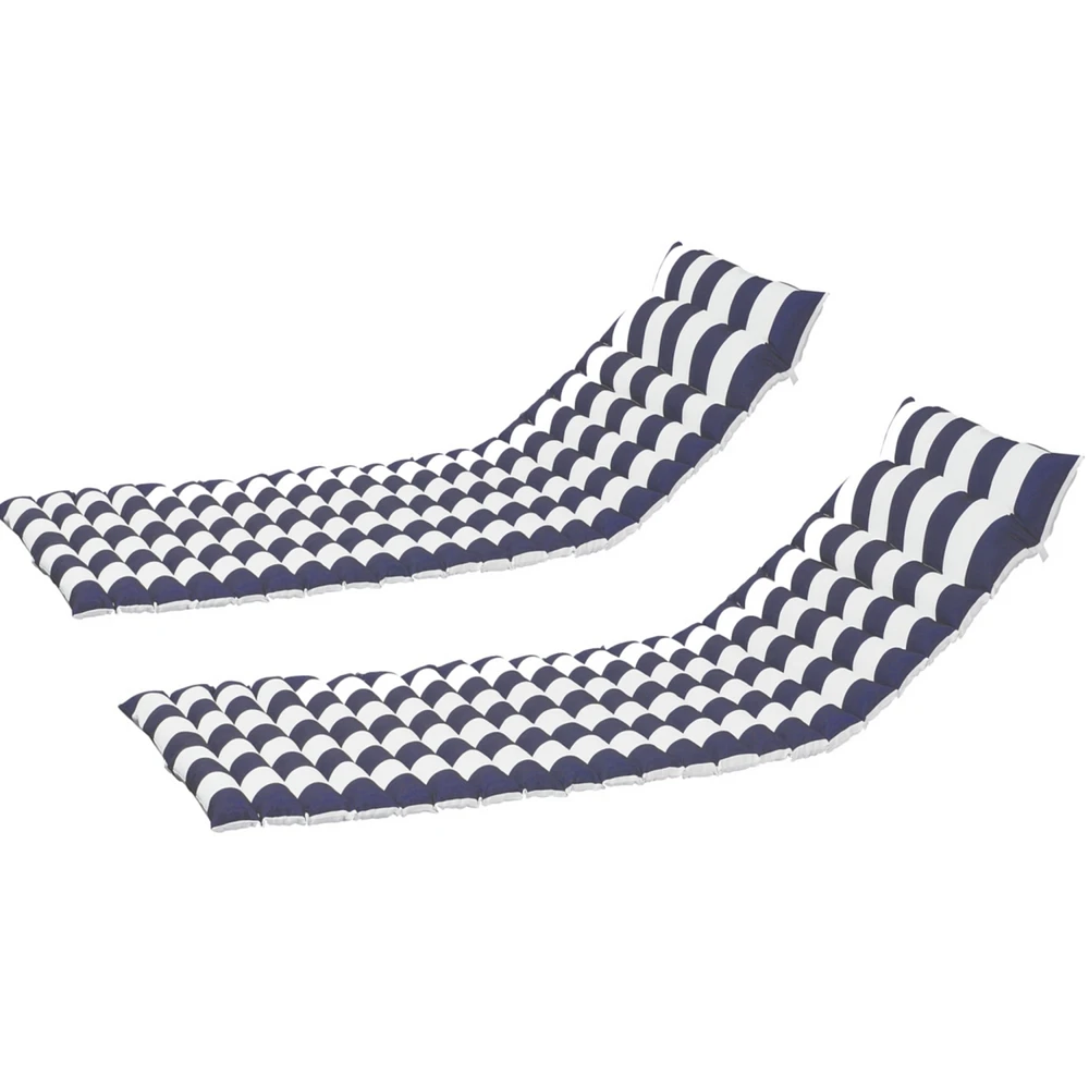 Simplie Fun Blue and White Lounge Chair Replacement Cushions Set