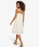 kensie Women's Textured Cotton Knot-Front Sleeveless Dress