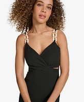 Siena Women's Embellished-Strap Midi A-Line Dress