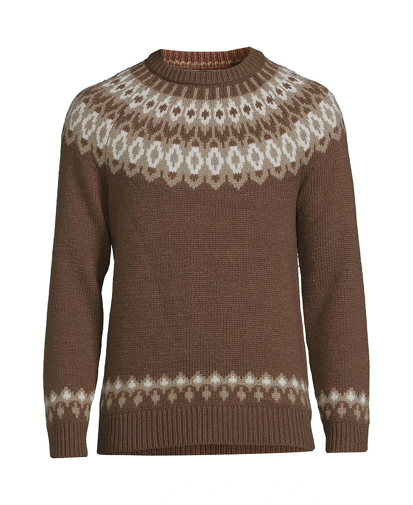 Lands' End Big & Tall Fairisle Yoke Crewneck