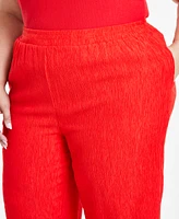 Nina Parker Trendy Plus Size Textured Pull-On Pants