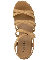 Style & Co Women's Arloo Strappy Elastic Wedge Sandals, Created for Macy's