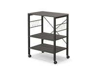 Slickblue 3-Tier Kitchen Baker's Rack Microwave Oven Storage Cart with Hooks