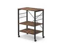 Slickblue 3-Tier Kitchen Baker's Rack Microwave Oven Storage Cart with Hooks