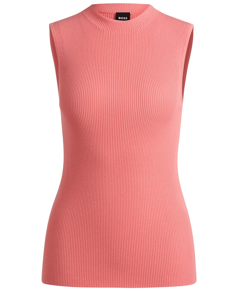 Boss by Hugo Boss Women's Sleeveless Ribbed Mock-Neck Top