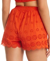 Red Carter Women's Cotton Front-Tie Cover-Up Shorts