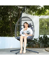 Outdoor Wicker Hanging Egg Swing Chair (Stand Included)