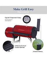 Sugift Heavy-Duty Charcoal Grill Offset Smoker in Black