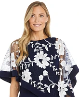 R & M Richards Women's Floral-Embroidered Poncho Dress