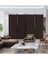 Slickblue 4-Panel Folding Room Divider 6 Feet Rolling Privacy Screen with Lockable Wheels